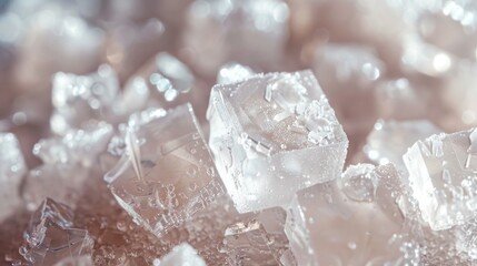 Fototapeta premium Sugar Crystals. Refined White Sugar Crystal Close-up on Macro Background