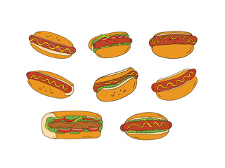 Hotdog Container Drawing Illustration