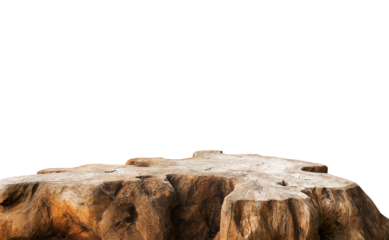 Beautiful texture of old tree stump table top on transparency
