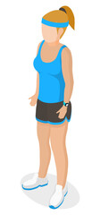 impersonal female athlete in a blue tank top