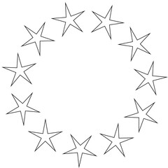 Stars in circle icon. Round star frame template
