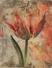 Vintage flower poster in mixed media