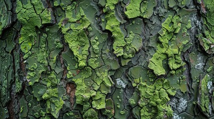 Mossy bark with a green hue.