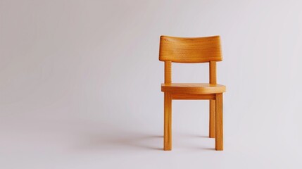 Small wooden chair model on white background with close up view and empty space