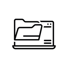Black line icon for folder