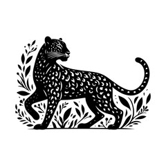 Wildlife Design - Minimalist Leopard Vector Silhouette - Leopard Illustration - Leopard Vector art.