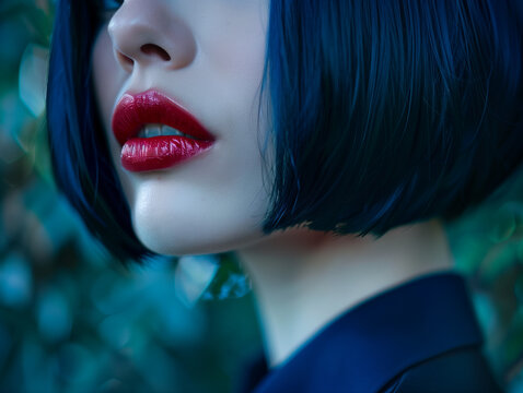a closeup of bob-cut shoulder length