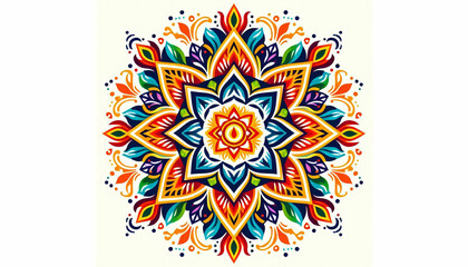 Colorful alpona image silhouette vector style, white background