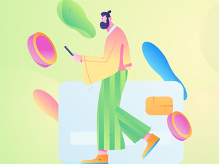 Online shopping payment security character flat vector concept operation hand drawn illustration
