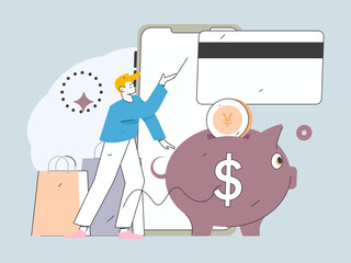 Online shopping payment security character flat vector concept operation hand drawn illustration
