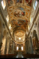 Naklejka premium Baroque, barocco ornate marble ceiling non linear reformation design. elaborate ceiling with intricate accents depicting classic elegance and architectural beauty
