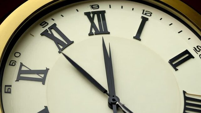 Analog wall clock spinning animation through the hours,