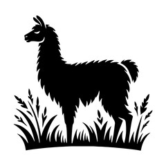 Minimalist Llama Silhouette - Llama Vector design - Llama Illustration. © WASEE