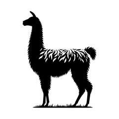 Fototapeta premium Minimalist Llama Silhouette - Llama Vector design - Llama Illustration.