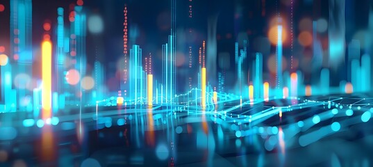 Abstract digital chart background, stock business graph, statistics and diagram about data exchange in finance, trend and trade in economy