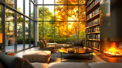 Cozy Home Library Retreat with Inviting Seating and Welcoming Atmosphere for Zoom Backgrounds and Personal Sanctuary Space