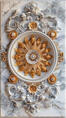 Obraz premium Baroque, barocco ornate marble ceiling non linear reformation design. elaborate ceiling with intricate accents depicting classic elegance and architectural beauty