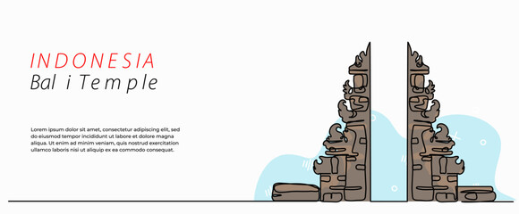 Vector illustration of indonesia bali temple.Modern flat in continuous line style.