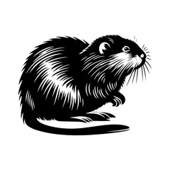 Minimalist Muskrat Silhouette - Muskrat Vector Design - Muskrat Illustration.
