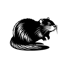 Minimalist Muskrat Silhouette - Muskrat Vector Design - Muskrat Illustration.