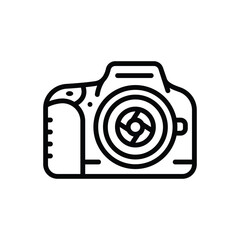 Black line icon for dslr camera