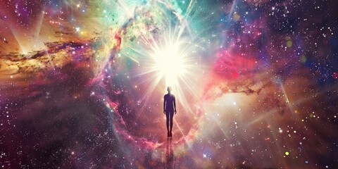 DMT or LSD trip into the realm with spirits and other worldly scene. Surrealistic artwork of a psychedelic mushroom in a strange realm, trippy, surreal, psychedelic