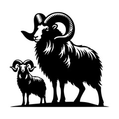 Mountain Sheep Silhouette - Sheep Vector art  - Minimalist Sheep Design.