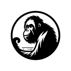 Orangutan Silhouette - Minimalist Orangutan Vector - Orangutan Illustration.