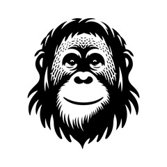 Orangutan Silhouette - Minimalist Orangutan Vector - Orangutan Illustration.