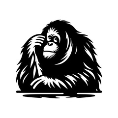 Orangutan Silhouette - Minimalist Orangutan Vector - Orangutan Illustration.