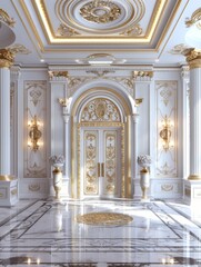 Obraz premium Baroque, barocco ornate marble ceiling non linear reformation design. elaborate ceiling with intricate accents depicting classic elegance and architectural beauty
