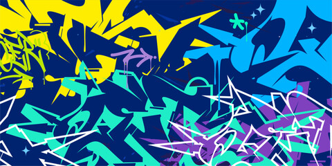 Cool Trendy Abstract Hip Hop Urban Street Art Graffiti Style Vector Illustration Background Template