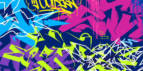 Modern Abstract Hip Hop Urban Street Art Graffiti Style Vector Illustration Background Template