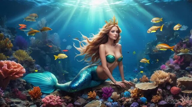 Mermaid Underwater digital fantasy background
