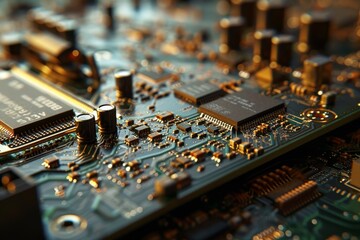 Motherboard design as digital circuit city, AI generated