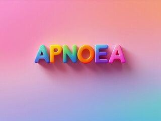 Fototapeta premium Apnoea 3d text in rainbow colors on solid rainbow colors background
