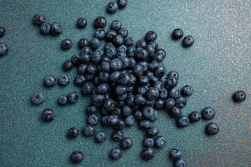 Fresh ripe blueberries as background, top view. Healthy food concept