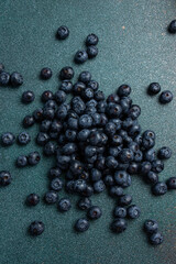 Fresh ripe blueberries as background, top view. Healthy food concept
