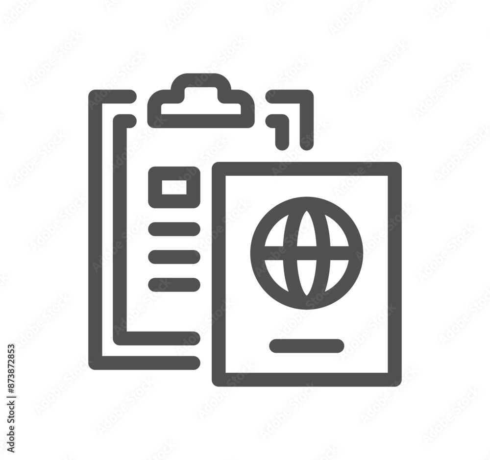 Poster document and paper icon outline and linear vector.