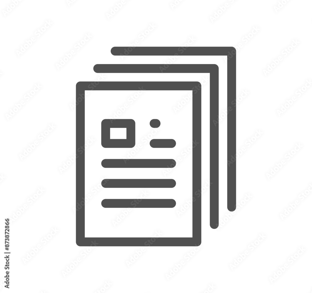 Aufkleber document and paper icon outline and linear vector.