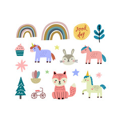 Obraz premium Random objects with Scandinavian style on isolated background