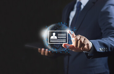 Digital identification or digital ID concept. digital identification card to access databases by...