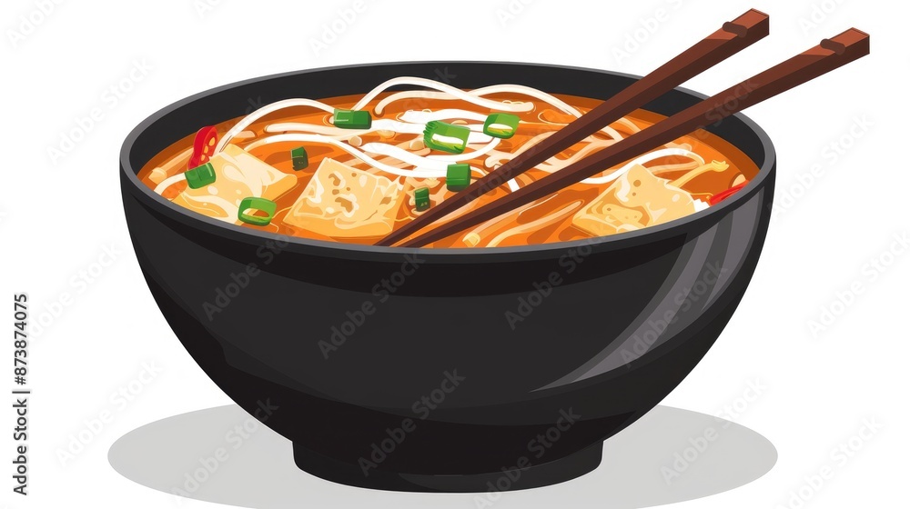 Canvas Prints Tasty ramen in a bowl with chopsticks on a white background