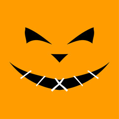 Halloween scary pumpkin face expression.