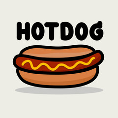 National Hot Dog Day. Hot dog with hand drawn.  Design concept of a banner, greeting card.