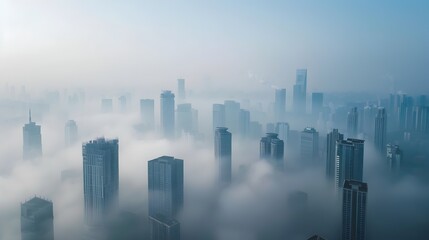 Disappearing Skyline Symbolic Threat of Urban Air Pollution Obscures City