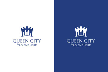 logo design building and crown icon vector illustration