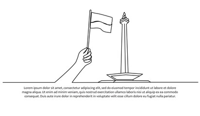 Continuous one line design of indonesian independence day.Minimalist style vector illustration on white background.