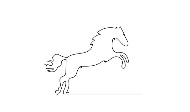 continuous line drawing Jumping wild horse one line sketch