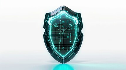 Fototapeta premium Futuristic shield as a symbol of security from cyber isolated on white background